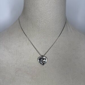 Whimsigoth Heart Moon Necklace Y2K